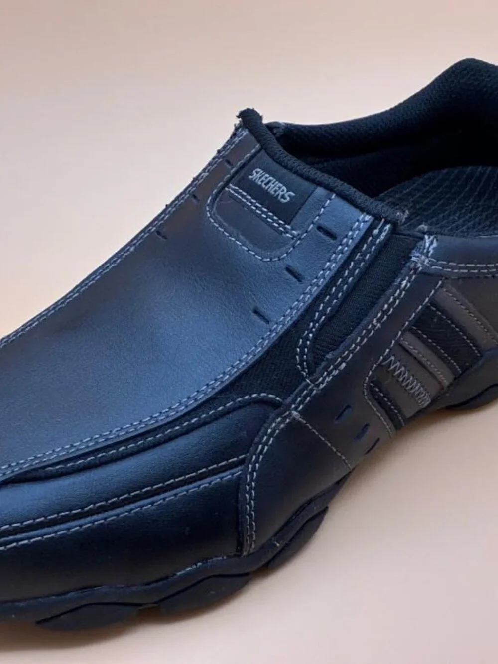 Skechers Diameter-Nerves Slip-on Loafer Driving Shoes Mens sz 6.5 Black Leather